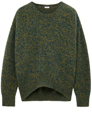 LOEWE Green Wool Blend Ribbed Cut-Out Sweater