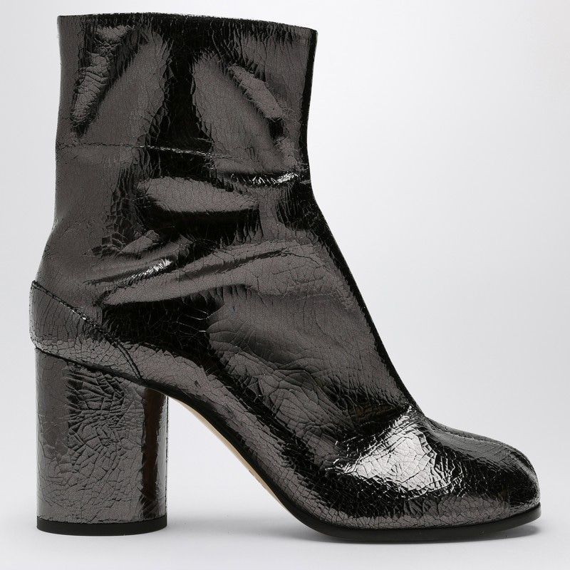 MAISON MARGIELA Dark Grey Metallic Tabi Ankle Boots - 8.5 cm Heel