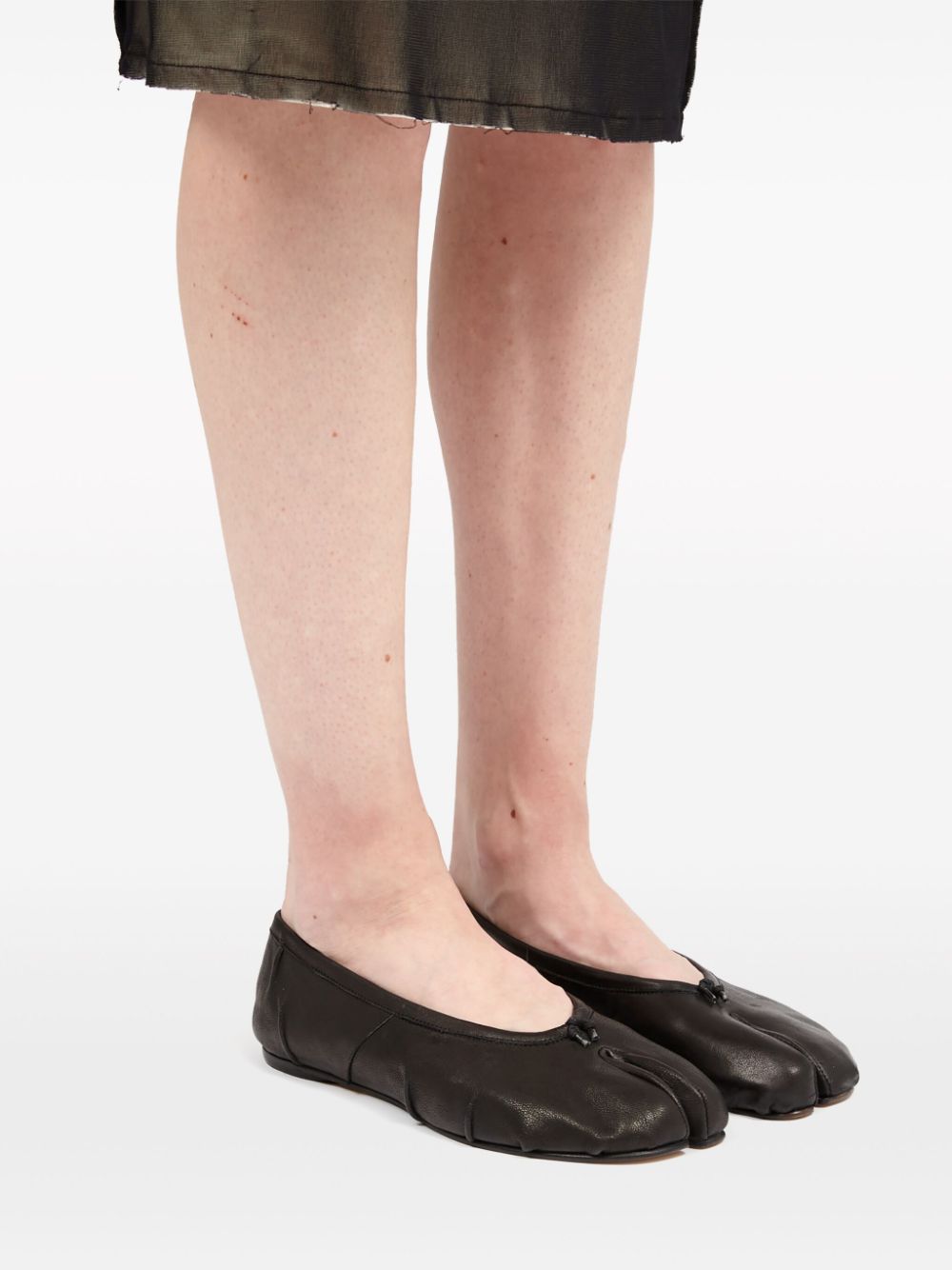 MAISON MARGIELA Black Tabi Leather Ballet Flats for Women