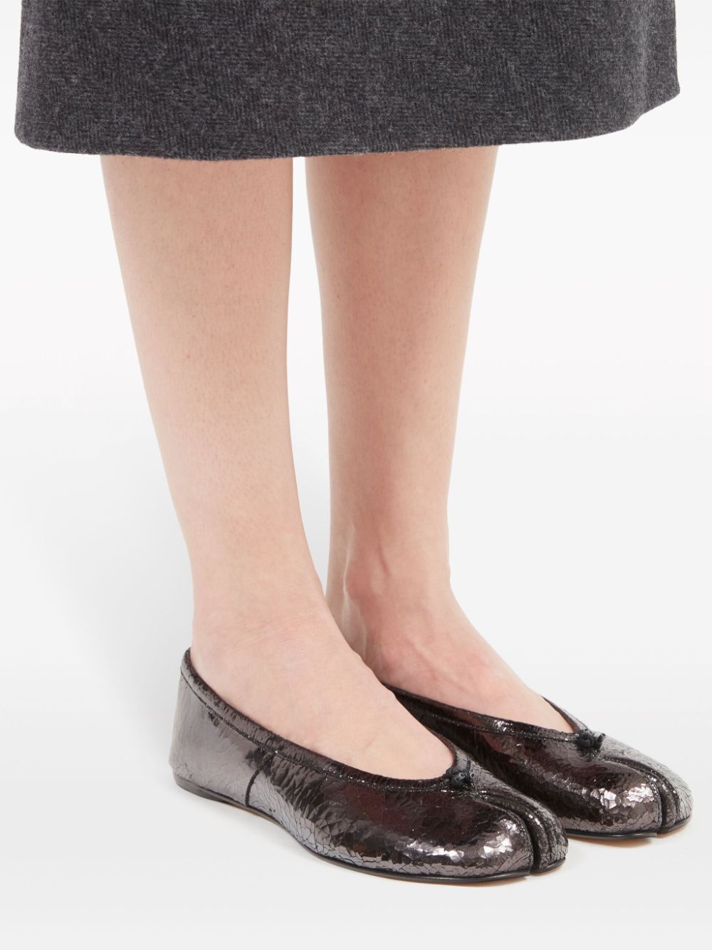 MAISON MARGIELA Metallic Leather Ballerina Flats