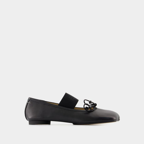 MM6 MAISON MARGIELA Elegant Black Leather Ballerina Flats