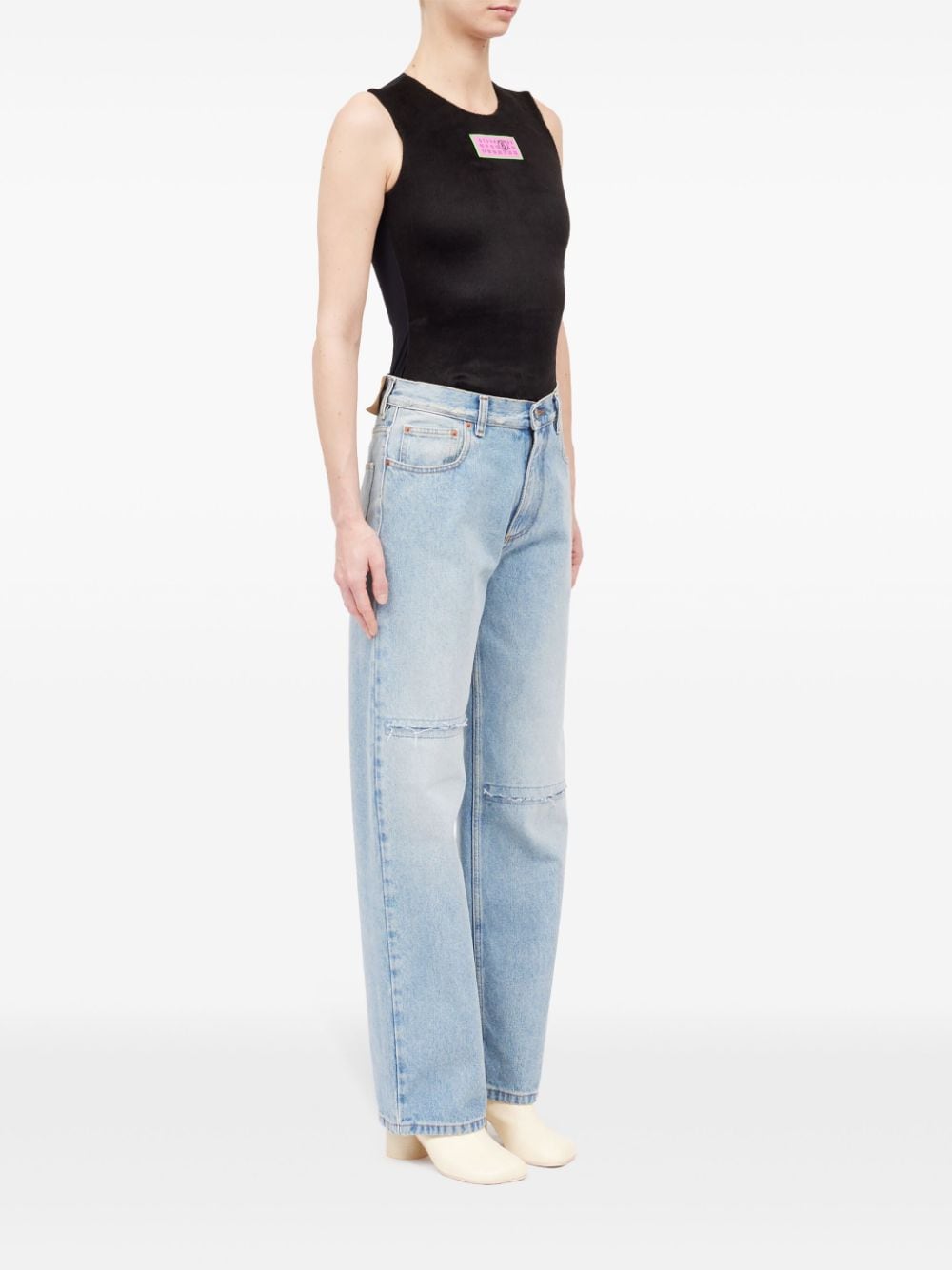 MM6 MAISON MARGIELA High-Waisted Distressed Denim Jeans