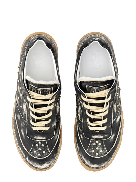 MM6 MAISON MARGIELA Studded Leather Sneakers with 3.5 cm Sole for Men