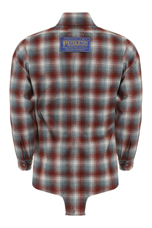 MAISON MARGIELA Checkered Wool Shirt with Nacre Buttons - Burgundy