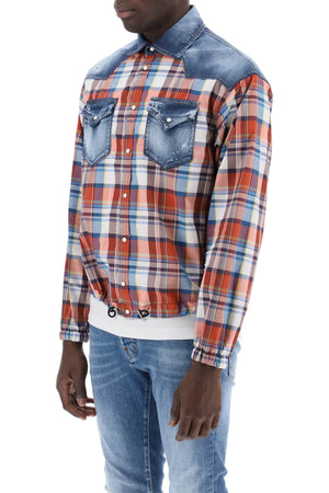 DSQUARED2 Multicolored Checkered Cotton Shirt with Denim Details for Men - SS24 Collection