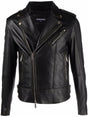 DSQUARED2 Leather Biker Jacket - Men’s Fashion Outerwear