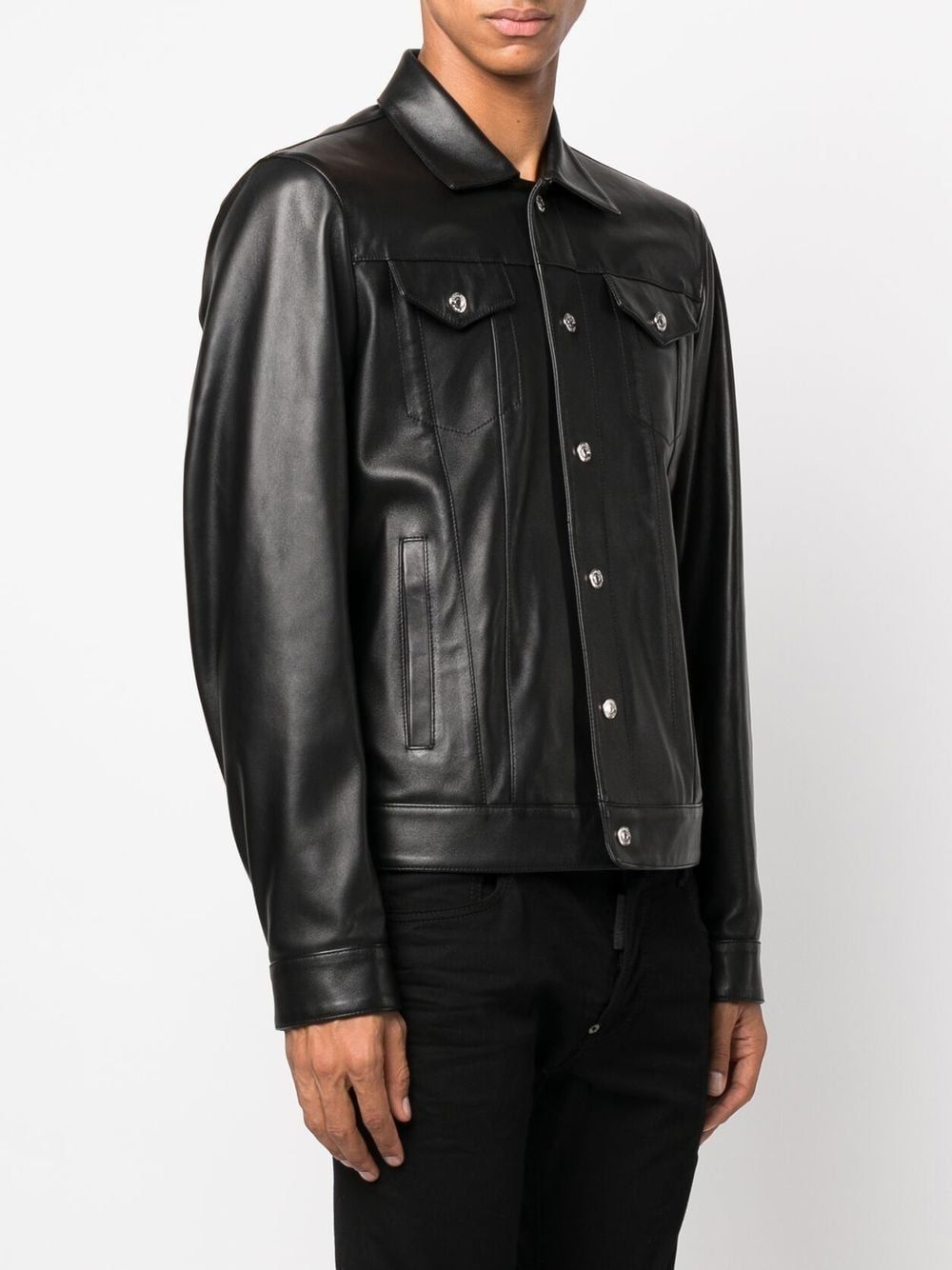 DSQUARED2 24SS Black Leather Jacket for Men