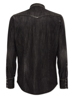 DSQUARED2 Classic Black Denim Mini Shirt with Pockets for Men