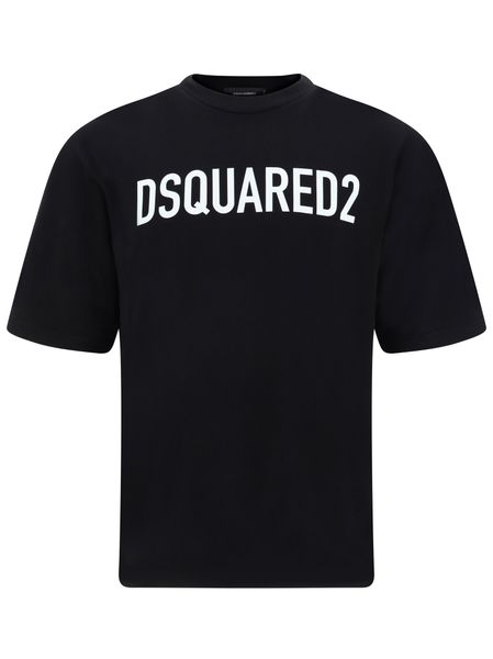 DSQUARED2 Men's Black Logo-Print Cotton T-Shirt for FW23