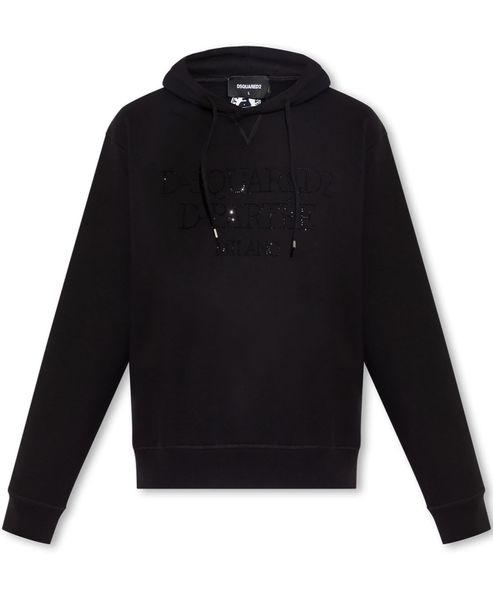 DSQUARED2 Men's Drawstring Long-Sleeved Hoodie in Black