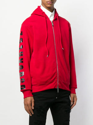 DSQUARED2 Red Zip Up Men's Sweatshirt