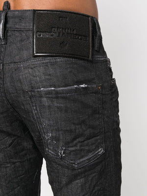 DSQUARED2 Men's Distressed Skinny-Cut Black Denim Jeans from FW23 Collection