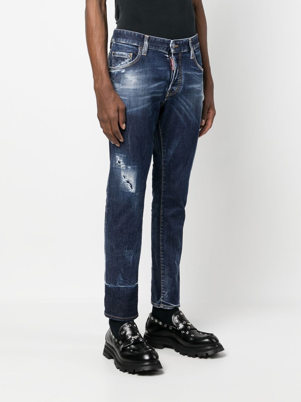 DSQUARED2 Indigo Blue Distressed Slim Fit Jeans for Men - FW23 Collection