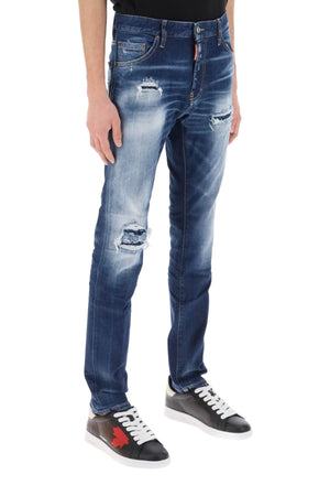 DSQUARED2 Men's Distressed Indigo Slim Fit Jeans in Navy Blue for SS24