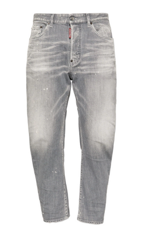 DSQUARED2 Men's Faded Grey Denim Pants with Mini Logo