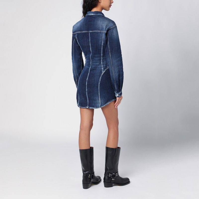 DSQUARED2 Chic Washed Denim Mini Dress with Bustier Top