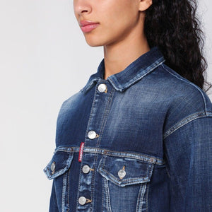 DSQUARED2 Chic Washed Denim Mini Dress with Bustier Top