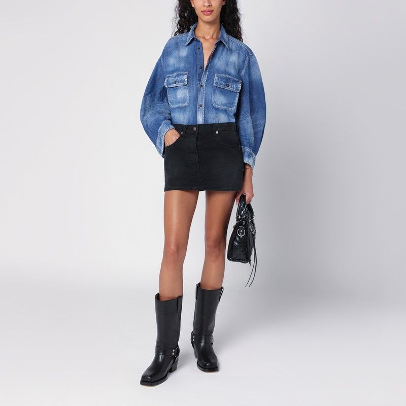 DSQUARED2 Navy Blue Washed Denim Fashion Shirt