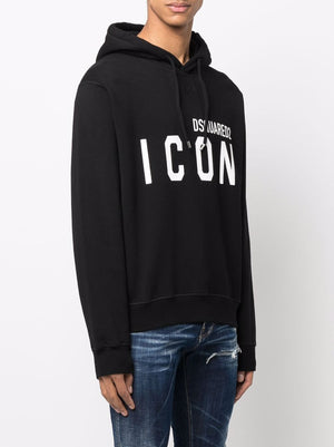 DSQUARED2 Men's Iconic Black Cotton Hoodie for FW23