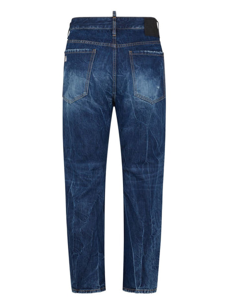 DSQUARED2 Men's Indigo Blue Straight-Leg Denim Trousers