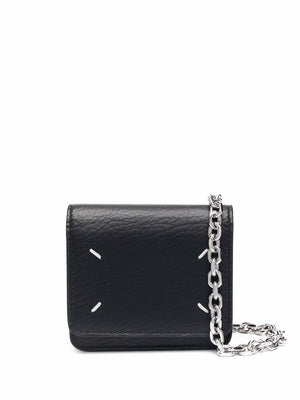 MAISON MARGIELA Grained Leather Micro Handbag with Chain Strap - White