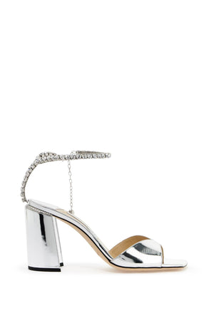 JIMMY CHOO Saeda 85 Metallic Leather Sandals