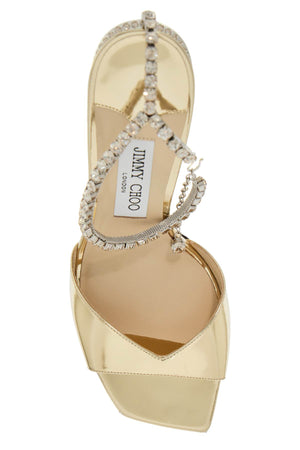 JIMMY CHOO Saeda 85 Metallic Leather Sandals