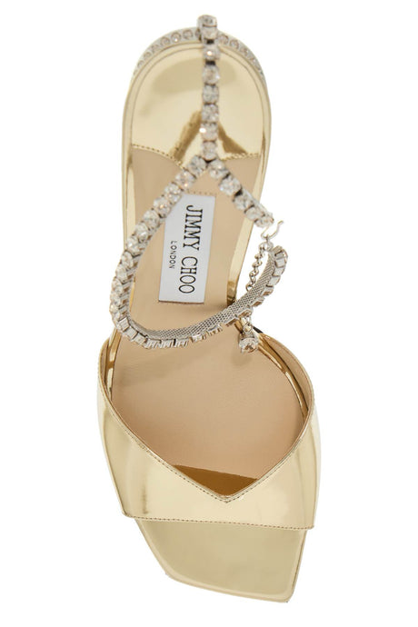 JIMMY CHOO Saeda 85 Metallic Leather Sandals