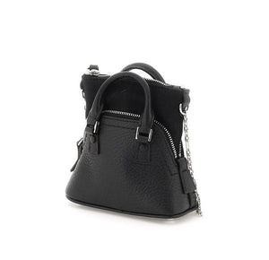 MAISON MARGIELA Mini Grained Leather Handbag with Iconic Logo Print Stitching