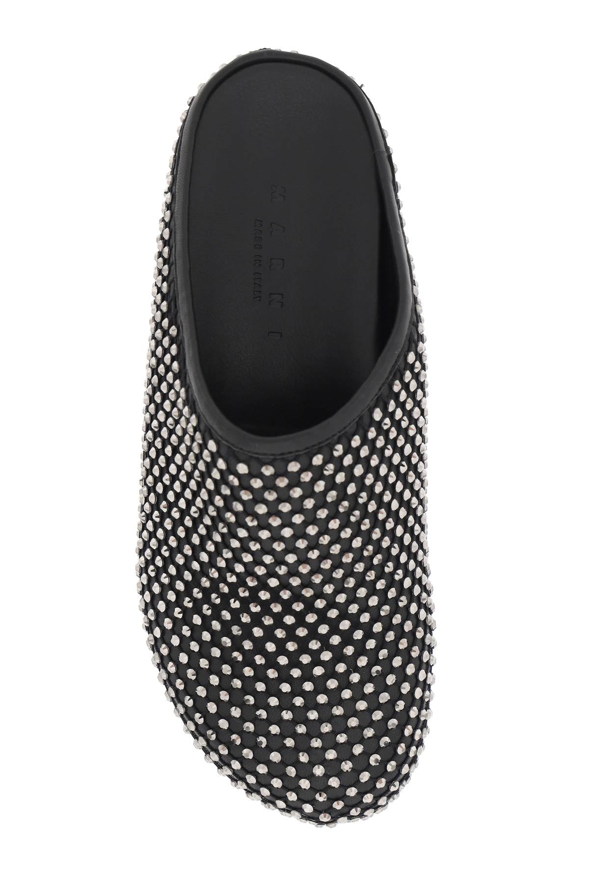 MARNI Fashion Forward Fussbett Clogs with Rhinestone Mesh