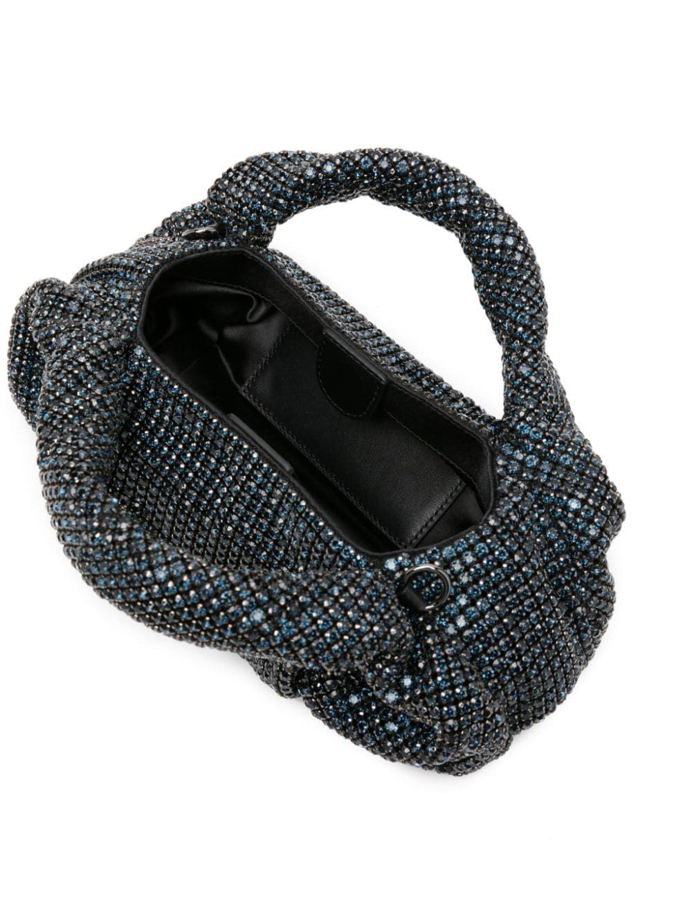 STUART WEITZMAN Mini Denim Crystal Mesh Shoulder Bag in Blue with Satin Lining – FW23 Collection