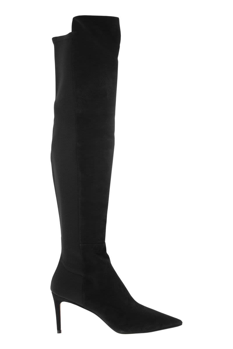 STUART WEITZMAN Sleek and Stylish 75 Thigh-High Suede Boots for Women in Black