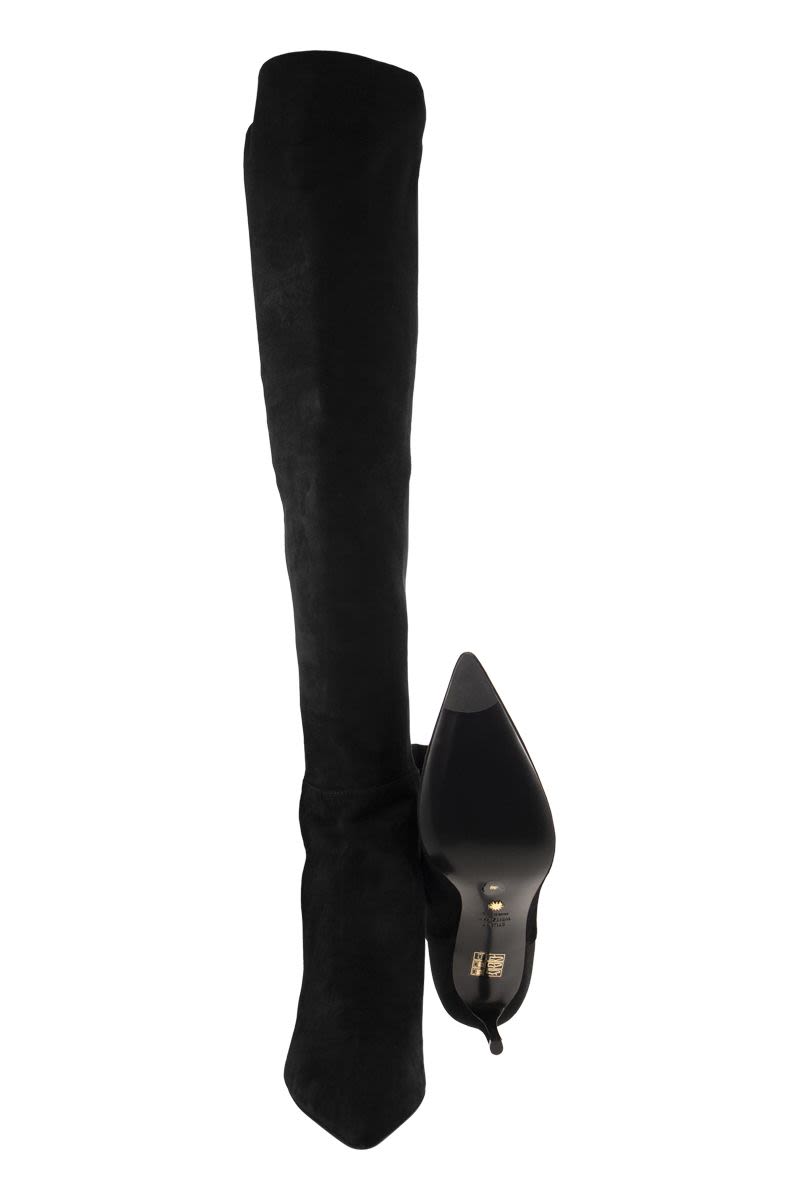 STUART WEITZMAN Sleek and Stylish 75 Thigh-High Suede Boots for Women in Black