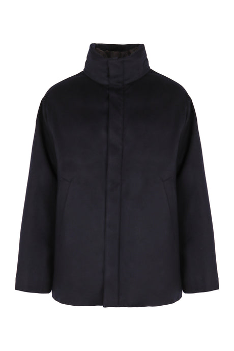 PRADA Men's Cashmere Padded Jacket with Stand-Up Collar