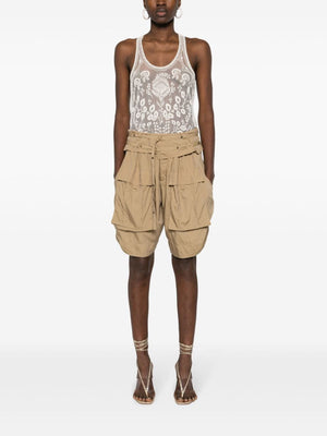 ISABEL MARANT Khaki Green Eyelet Cargo Shorts