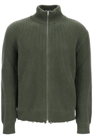 MM6 MAISON MARGIELA Zippered High-Collar Cotton Cardigan with Distressed Details