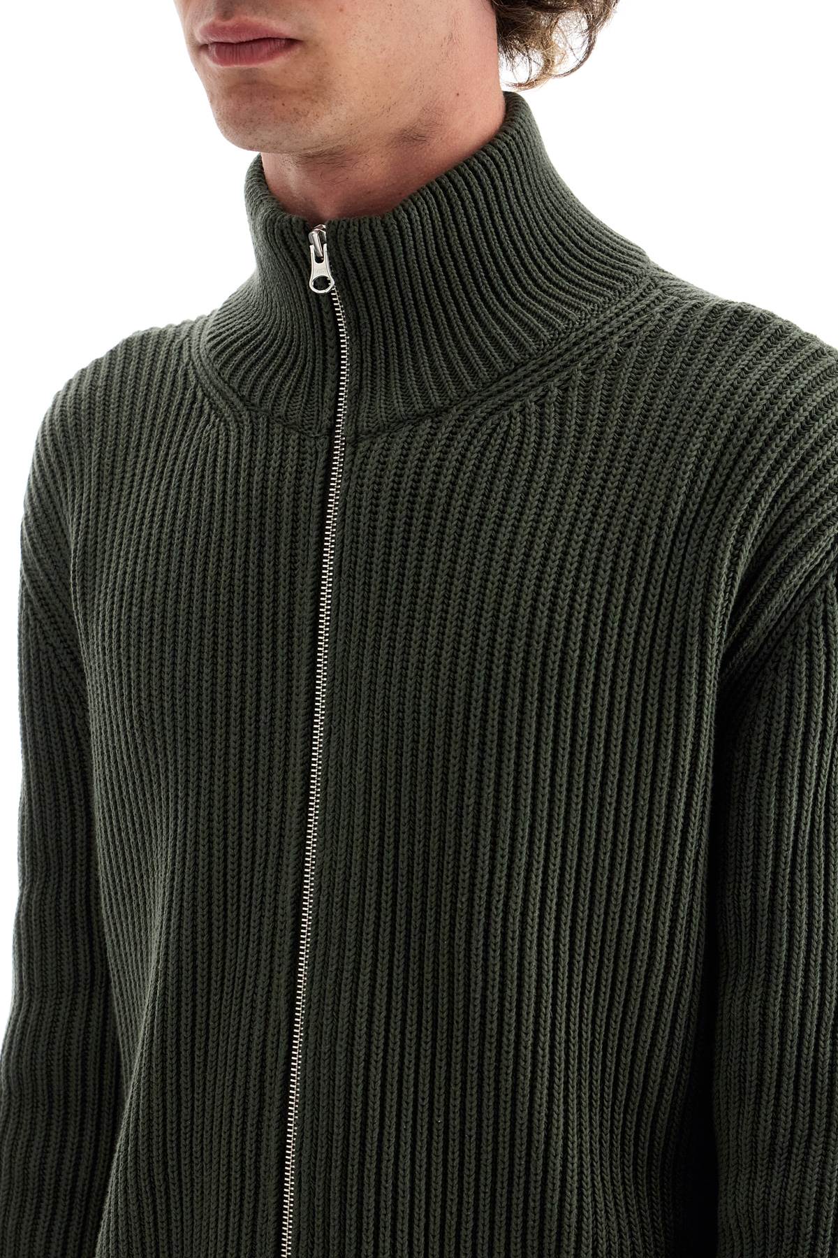 MM6 MAISON MARGIELA Zippered High-Collar Cotton Cardigan with Distressed Details