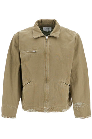 MM6 MAISON MARGIELA Distressed Cotton Canvas Blouson Jacket - Size IT 48