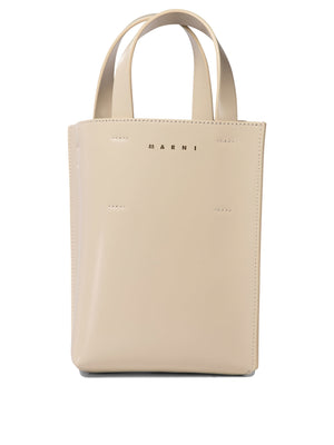 MARNI Chic Mini Museo Nano Leather Handbag in Beige