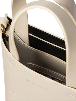 MARNI Chic Mini Museo Nano Leather Handbag in Beige