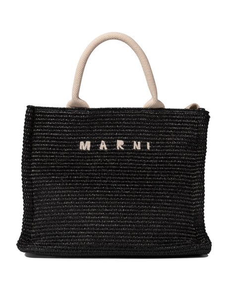 MARNI Raffia-Effect Medium Tote Handbag