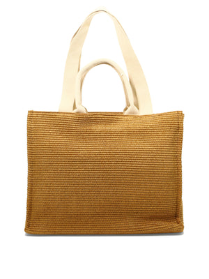 MARNI Beige Raffia-Effect Fabric Tote Handbag for Women