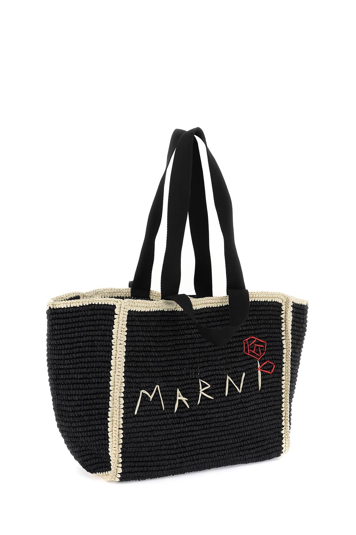 MARNI Medium Raffia Effect Tote Handbag