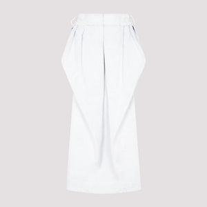 MAISON MARGIELA Crinkled Denim Midi Skirt with Hand-Painted Coating for Women - White