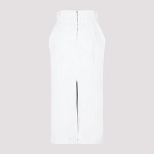 MAISON MARGIELA Crinkled Denim Midi Skirt with Hand-Painted Coating for Women - White