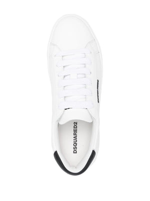 DSQUARED2 White/Black Calf Leather Low Top Sneakers for Men