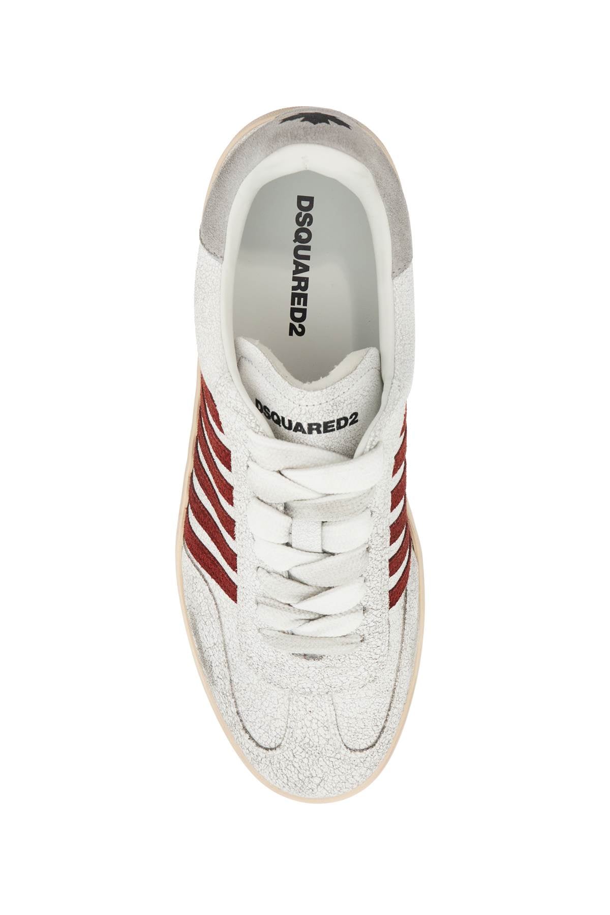 DSQUARED2 Distressed Leather Sneakers with Suede Details