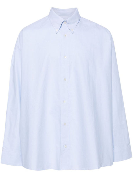 STUDIO NICHOLSON Light Blue Ruskin Shirt for Men - Straight Cut