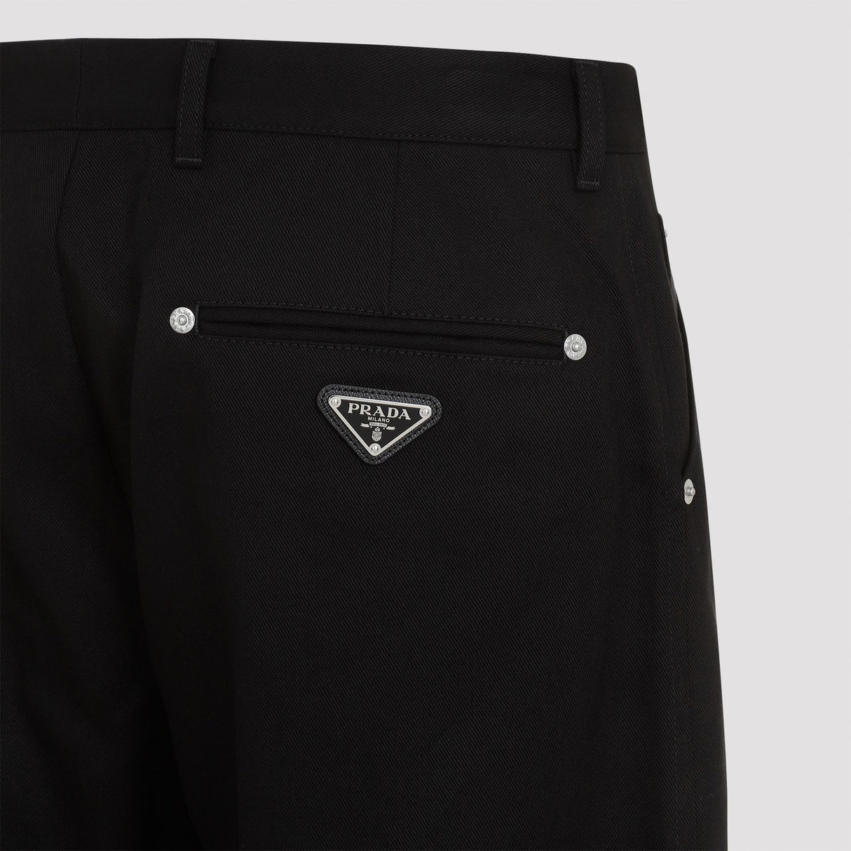 PRADA Classic Men's Cotton Trousers with Metal Rivets