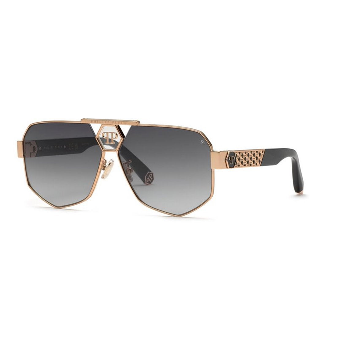 PHILIPP PLEIN Men's Shiny Copper Gold Sunglasses - Smoke Gradient Lens